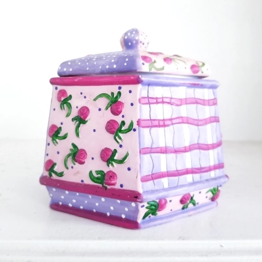 Ceramic Tea Canister Vintage Sweet Shabby Chic LoveShack Fancy Floral Coquette